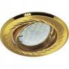 Ecola потолочный светильник MR16 KL6A GU5.3 (23*84) встраиваемый, литой, поворотный, искристая гравировка "Листья по кругу", сатин-золото/золото